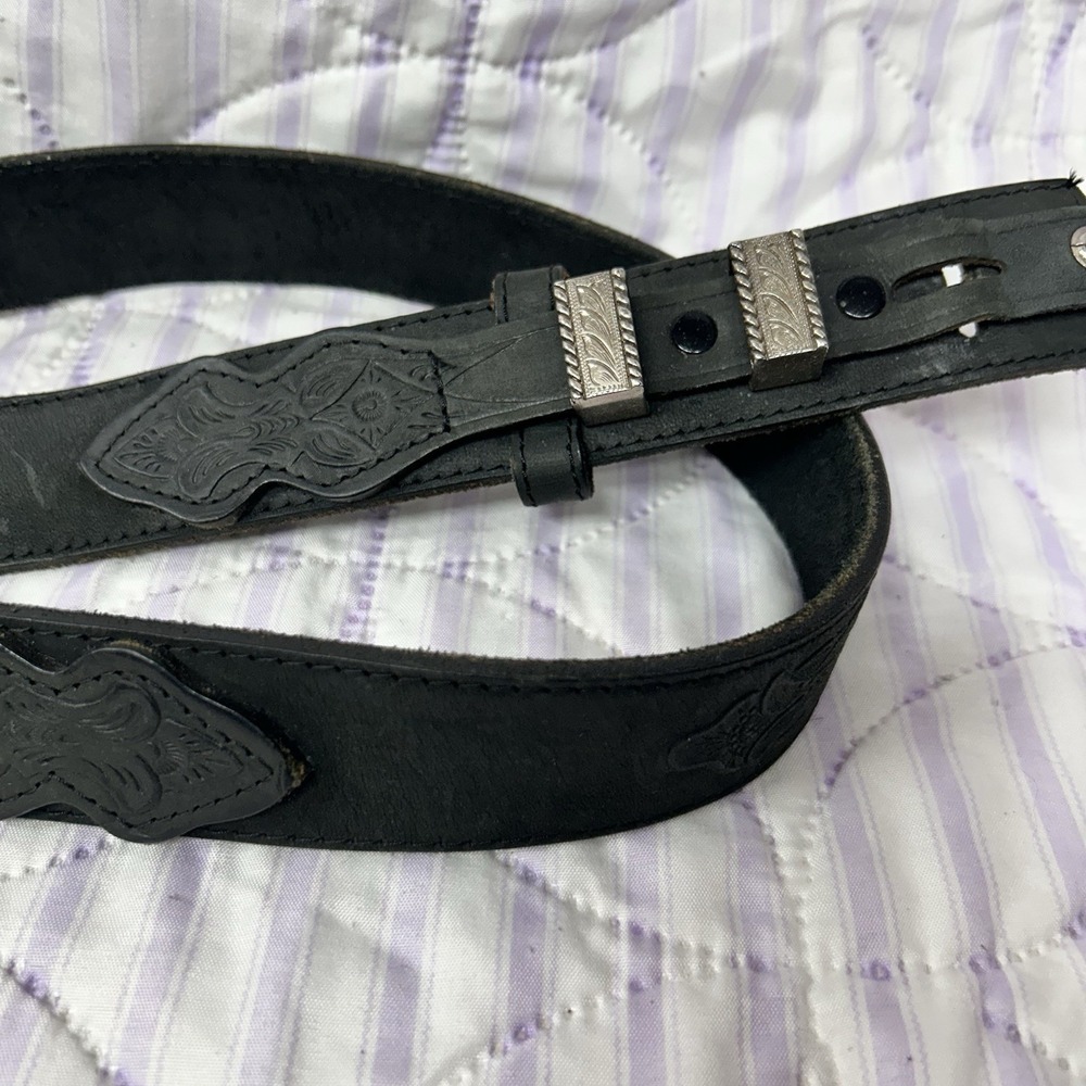 LEVI'S Full Grain Steerhide Black Leather Belt Size 38 Western No Buckle
